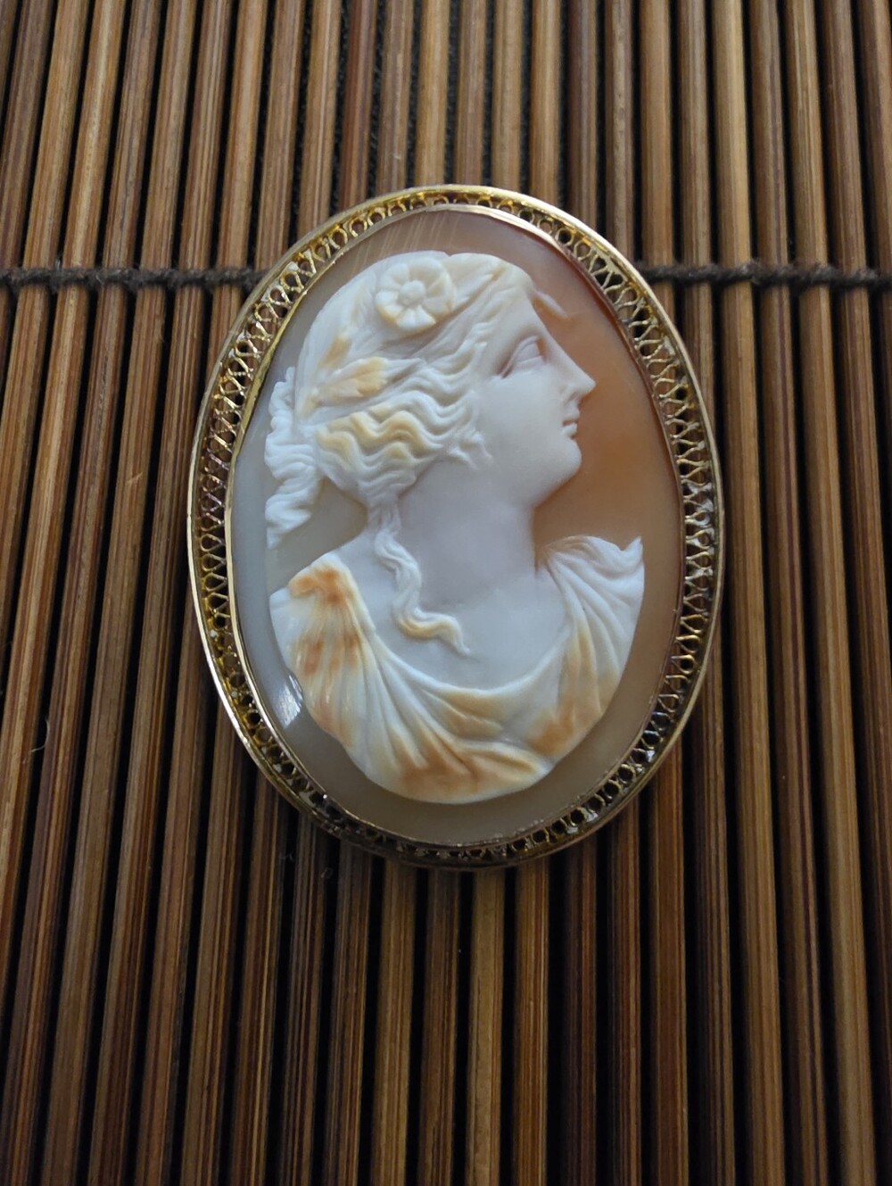 10k Cameo Yellow Gold Pendant, Brooch (Vintage)